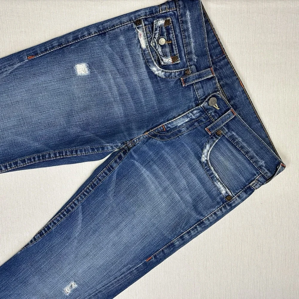 Vtg True Religion Section 803 Boot Cut Wide Leg Jeans Men Fits 33x33 Distressed